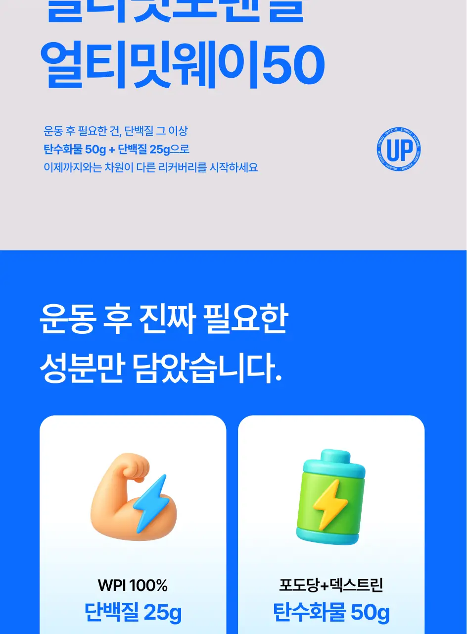 [운동 후 필수템/청량프로틴] 얼티밋포텐셜 얼티밋 웨이50 400mlX12개 상세페이지 2